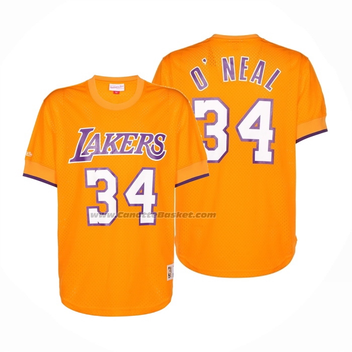 Maglia Manica Corta Los Angeles Lakers Shaquille O'neal NO 34 Giallo